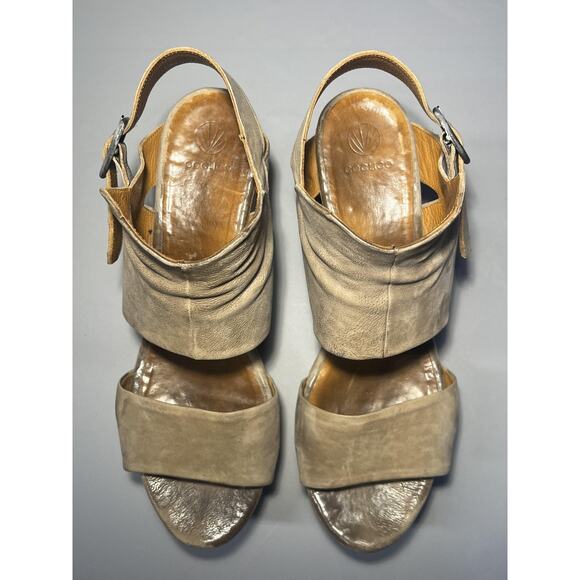 Coclico Sandals Womens Size EU 41 Taupe Leather Wedge Platform Slingback Cork - Picture 4 of 11